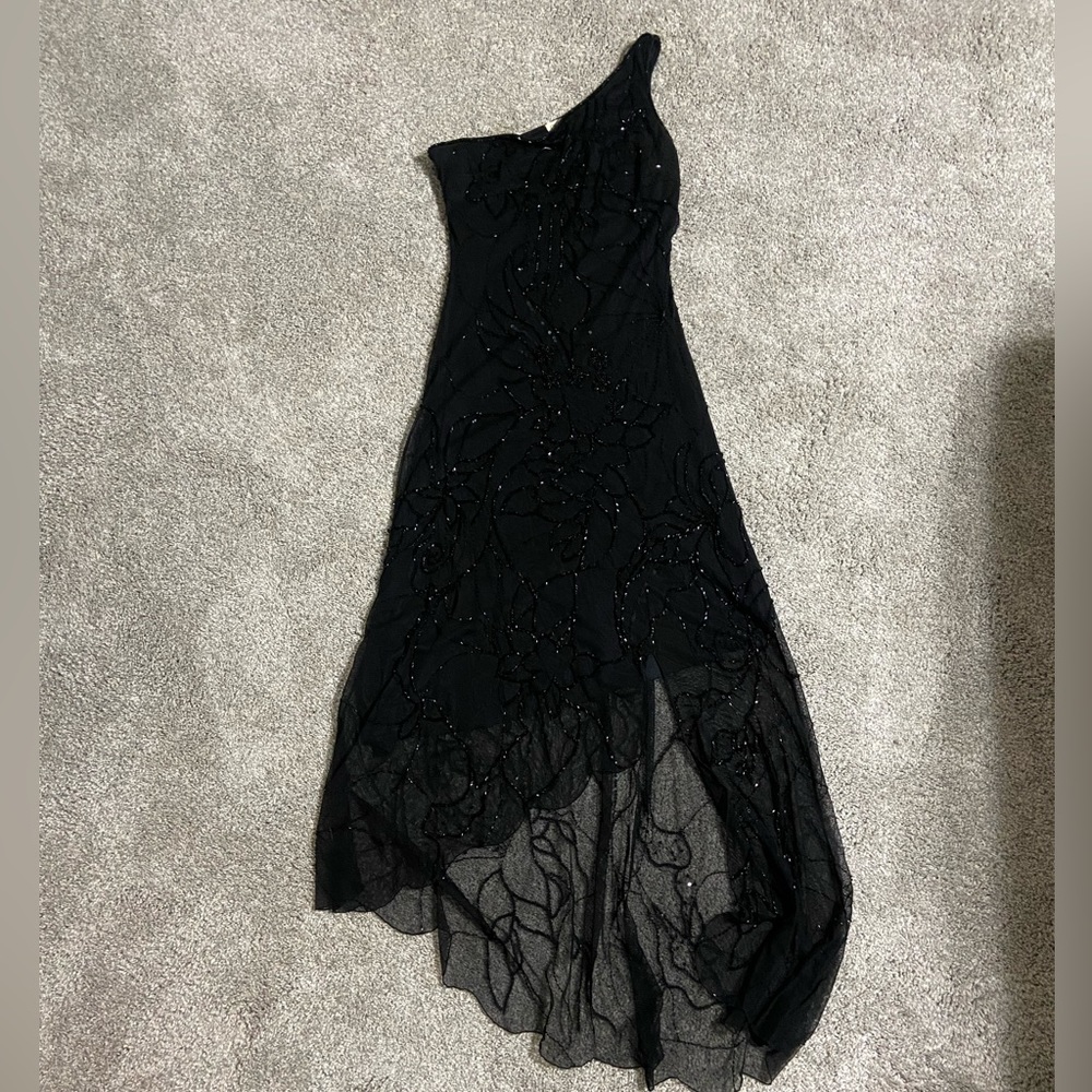 Cache Beaded One Shoulder Dress